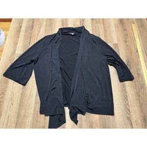 George Sweater, Women's Plus Size 2XL, Black, Open Cardigan, Long Sleeve